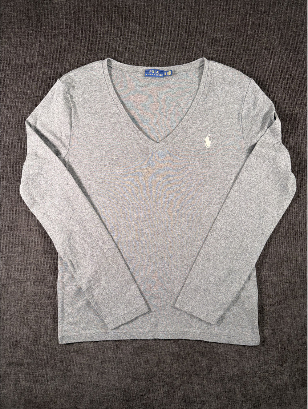 Polo Ralph Lauren Women's Gray V-Neck Long Sleeve Shirt XL